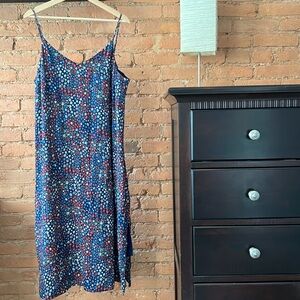 GAP Blue and Red Floral Midi Dress
